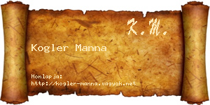 Kogler Manna névjegykártya